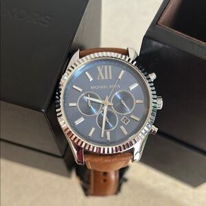 Michael Kors Silver and Brown Watch